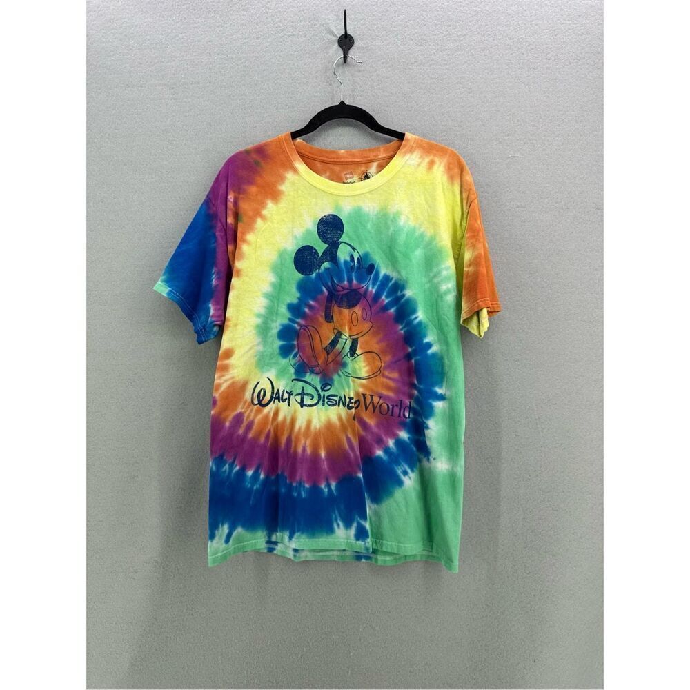 Hanes Unisex Multicolor Disney Parks Mickey Mouse Tie Dye Graphic T-Shirt Large